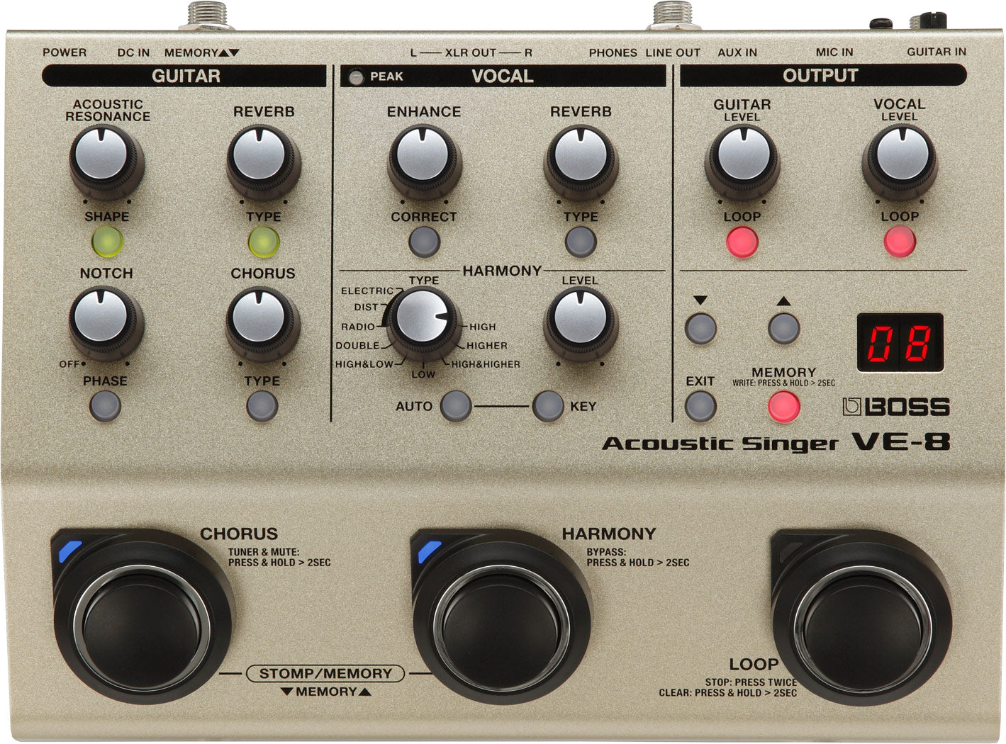 BOSS VE-8 Acoustic Singer Multi-Effects Pedal